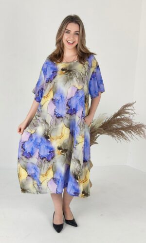 Жіноча сукня Saimeiqi зі штапелю, різнокольорова з візерунками, one size (1311-21)