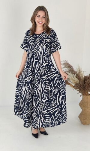 Жіноча сукня Saimeiqi зі штапелю, чорно-біла з візерунками, one size (081-24)
