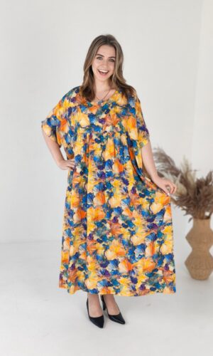 Жіноча сукня Saimeiqi зі штапелю, різнокольорова з квітами, one size (1312-24)