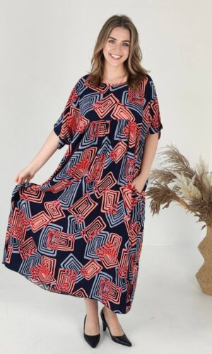 Жіноча сукня Saimeiqi зі штапелю, чорна з орнаментом, one size (1312-25)